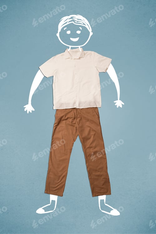 Preview: Funny Cute Smiley Hand Drawn Character In Casual Clothes