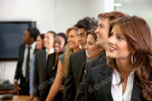 Preview: Group Of Business People In A Row At An Office