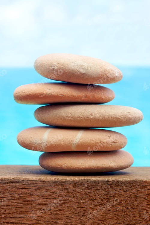 Preview: Balancing Beach Pebbles Or Stones With The Sea In The Background
