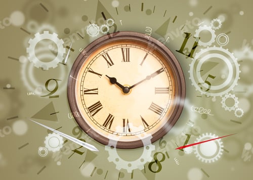 Preview: Vintage Clock With Numbers Comming Out On The Side
