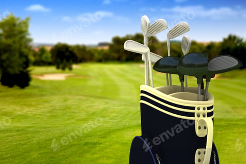 Preview: Golf Clubs On A Golf Course On A Beautiful Sunny Day