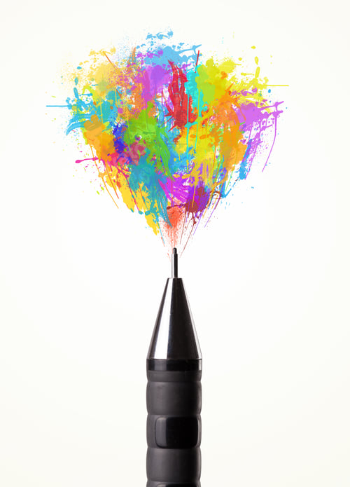 Preview: Colored Paint Splashes Coming Out Of Pen