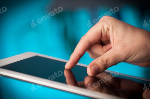 Preview: Hand Touching Tablet Pc With Copy Space