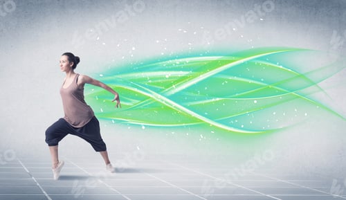Preview: A Good Looking Fresh Street Dancer Dancing In Front Of Grey Background With White And Bright