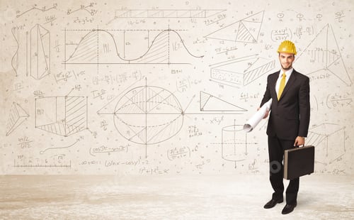 Preview: Handsome Engineer Calculating With Hand Drawn Background Concept