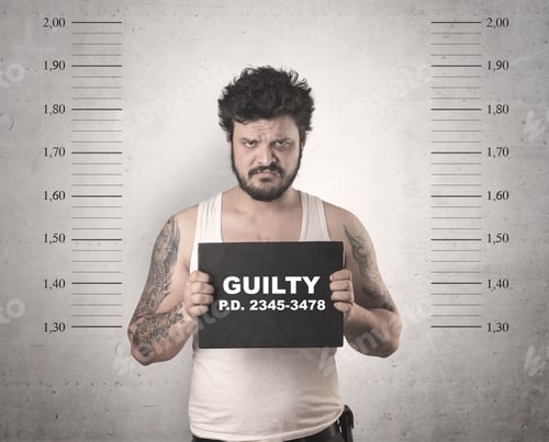 Preview: Caught Guilty Man With Id Signs On His Hand.
