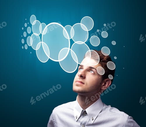 Preview: Businessman Pressing High Tech Type Of Modern Buttons On A Virtual Background