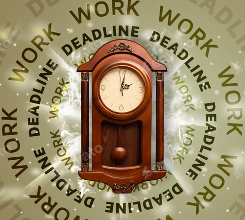 Preview: Clocks With Work And Deadline Round Writing Concept