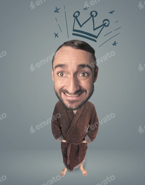 Preview: Funny Guy With Big Head And Drawn Crown Over It