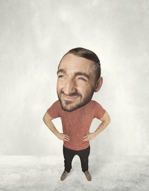 Preview: Funny Person With Big Head Makes Jesting Facial Expression