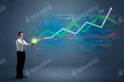 Preview: Caucasian Businessman Holding A Stock-Market, Business And Finance Sign Composition