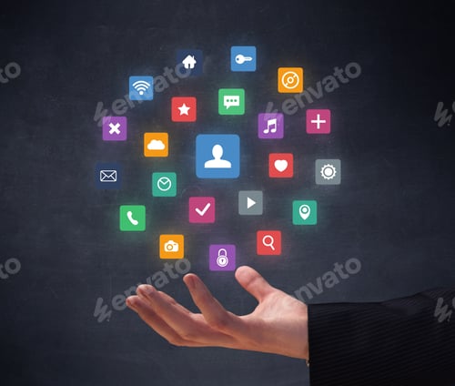 Preview: Colorful Applications Hovering Over Young Hand