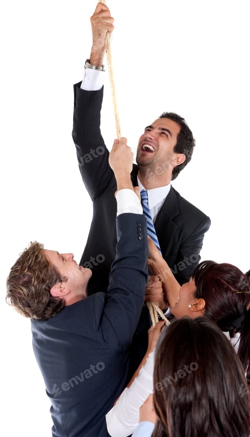 Preview: Business Man Climbing Through A Rope