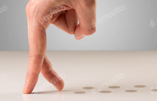 Preview: Female Fingers Walking With Dots Behind Them