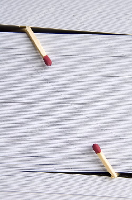 Preview: Two Broken Kitchen Matches In Stack Of Business Cards