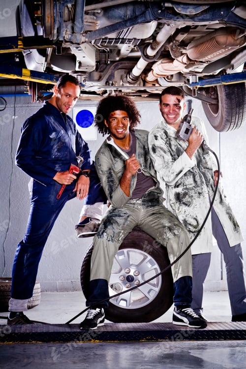 Preview: Mechanics Fixing A Car At The Garage