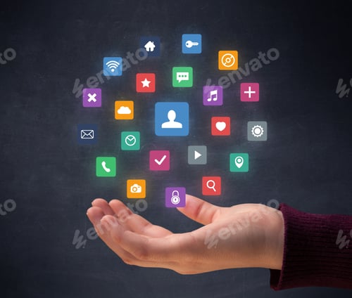 Preview: Colorful Applications Hovering Over Young Hand