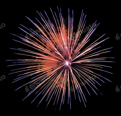 Preview: Red, White, And Blue In Night Sky: Slightly Off-Center Burst Of Fireworks (More In My Gallery)