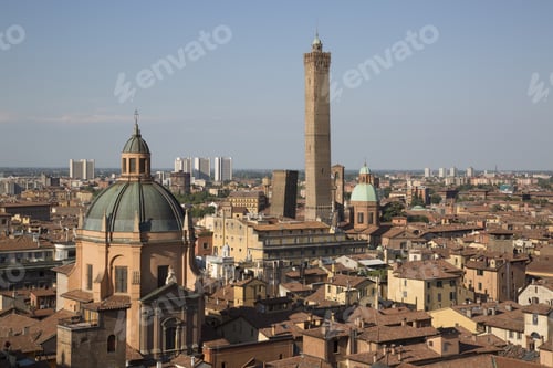 Preview: Cityscape, Tower And Church Dome, Bologna; Italy