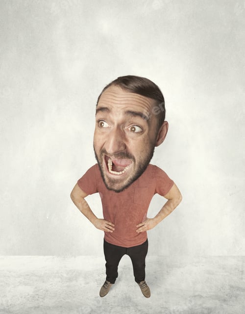 Preview: Funny Person With Big Head Makes Jesting Facial Expression