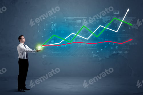 Preview: Caucasian Businessman Holding A Stock-Market, Business And Finance Sign Composition