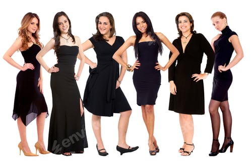 Preview: Beautiful Fashion Women In Elegant Dresses Isolated Over White