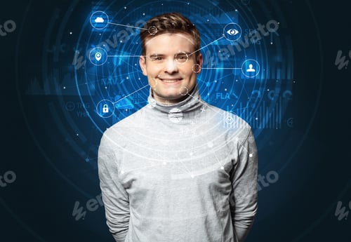 Preview: Facial Recognition Biometric Technology And Artificial Intelligence Concept.