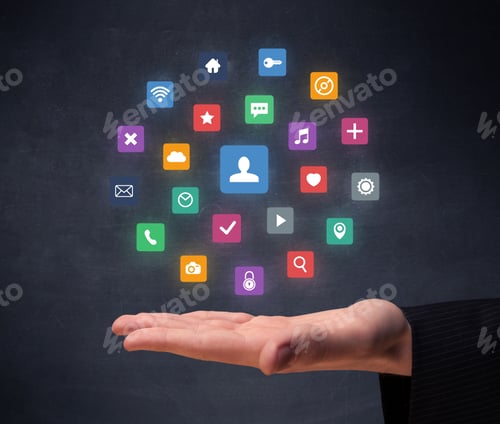 Preview: Colorful Applications Hovering Over Young Hand