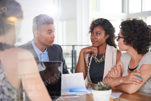 Preview: Team Of Successful Business People Having A Meeting In Executive Sunlit Office