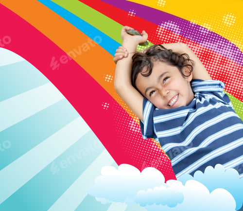 Happy Child Smiling with Colorful Background