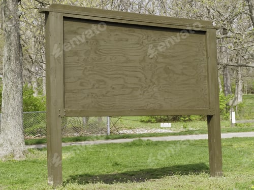 Preview: Your Message Here: Blank Wooden Signboard In State Park On A Spring Afternoon