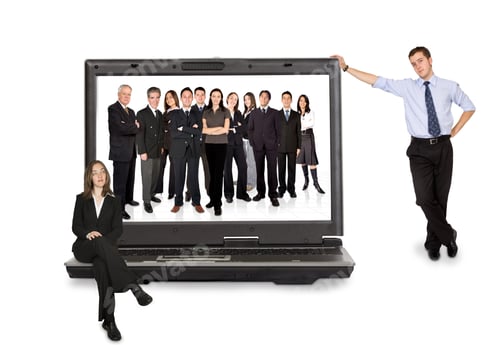 Preview: Business Online Network Team Over A White Background
