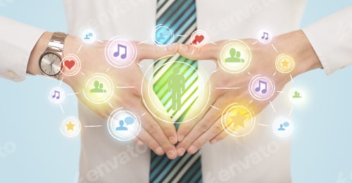 Preview: Hands Creating A Form With Social Media Connection In The Center