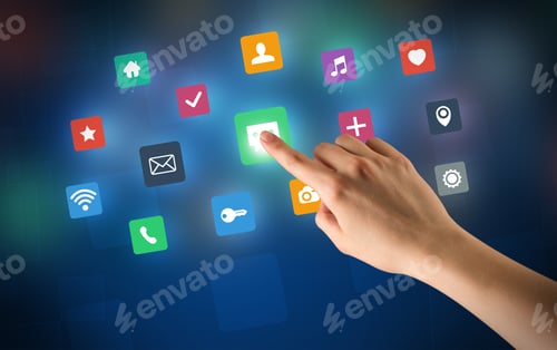 Preview: Female Hand Touching Colorful Applications