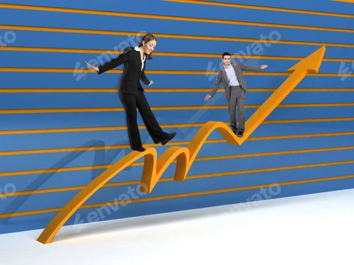 Preview: Business People Standing On A Graphic That Shows Growth