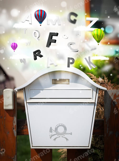 Preview: Post Box With Colorful Abstract Letters