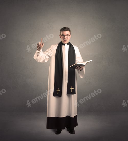 Preview: Young Priest In Giving His Blessing