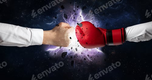Preview: Two Hands Fighting With Storm Explosion Concept