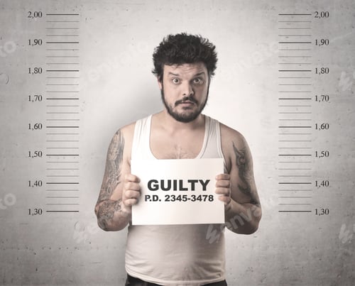 Preview: Caught Guilty Man With Id Signs On His Hand.