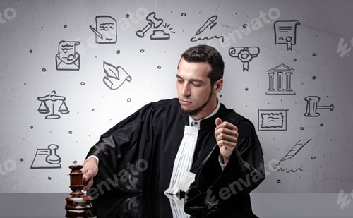 Preview: Handsome Judge With Court Symbols Around