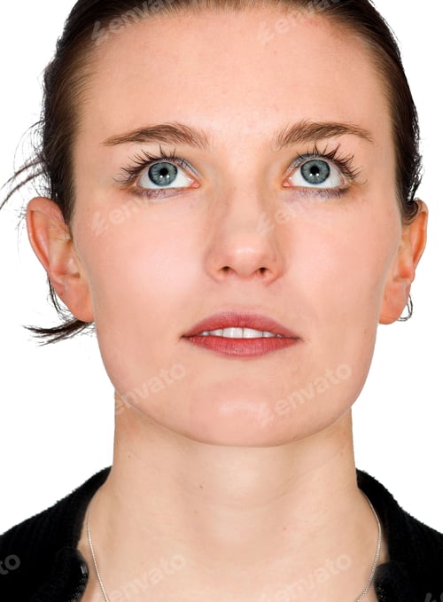 Preview: Beauty Portrait With Eyes Looking Up Over A White Background