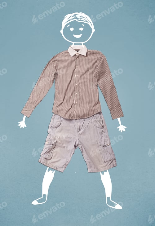 Preview: Funny Cute Smiley Hand Drawn Character In Casual Clothes
