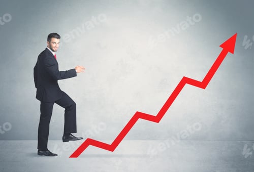 Preview: Business Person Climbing On Red Graph Arrow