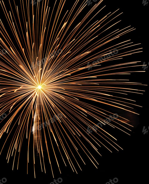 Preview: Large Burst Of Orange And Yellow Fireworks, Off Center