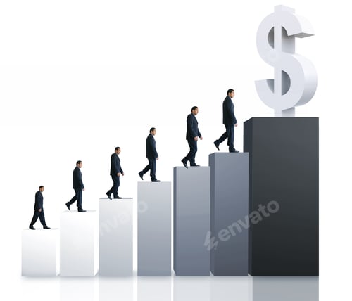 Preview: Businessman On His Way To Financial Success On A Business Growth Chart- Isolated On White