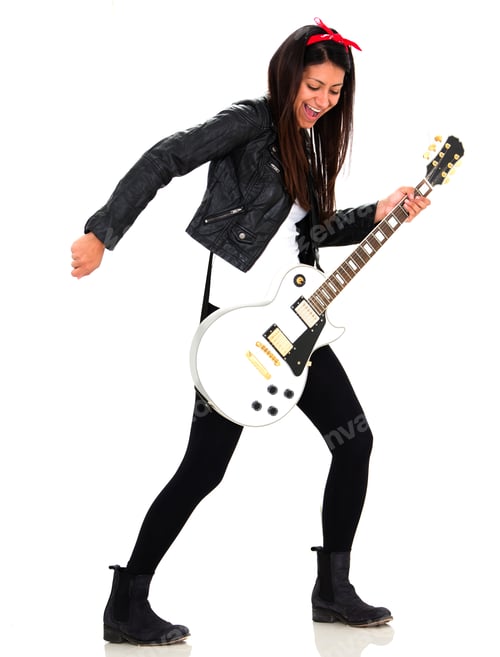 Preview: Female Rocks Star - Isolated Over A White Background