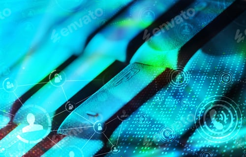 Preview: Computer Keyboard With Glowing Icons, Social Networking Concept