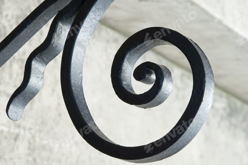 Preview: Abstract Wrought Iron Curl on Neutral Background