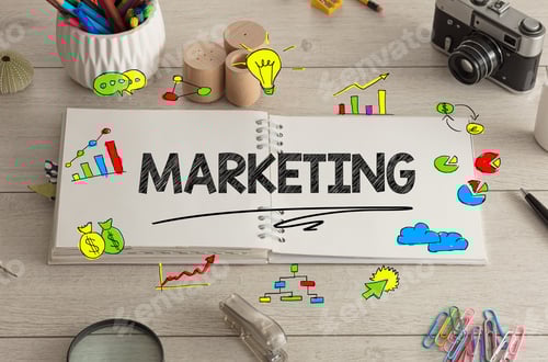 Preview: Notebook On The Floor With Instruments Nearby And With Colorful Charts