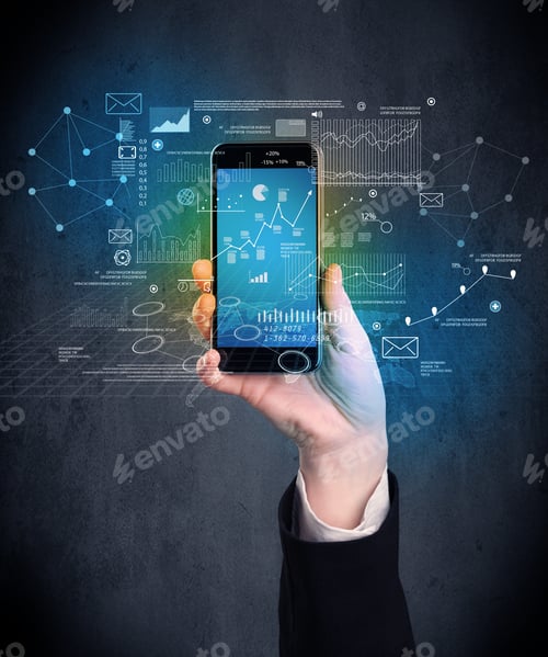 Preview: Caucasian Hand In Business Suit Holding A Smartphone